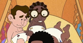 Кадр з фільму Молоді татусі